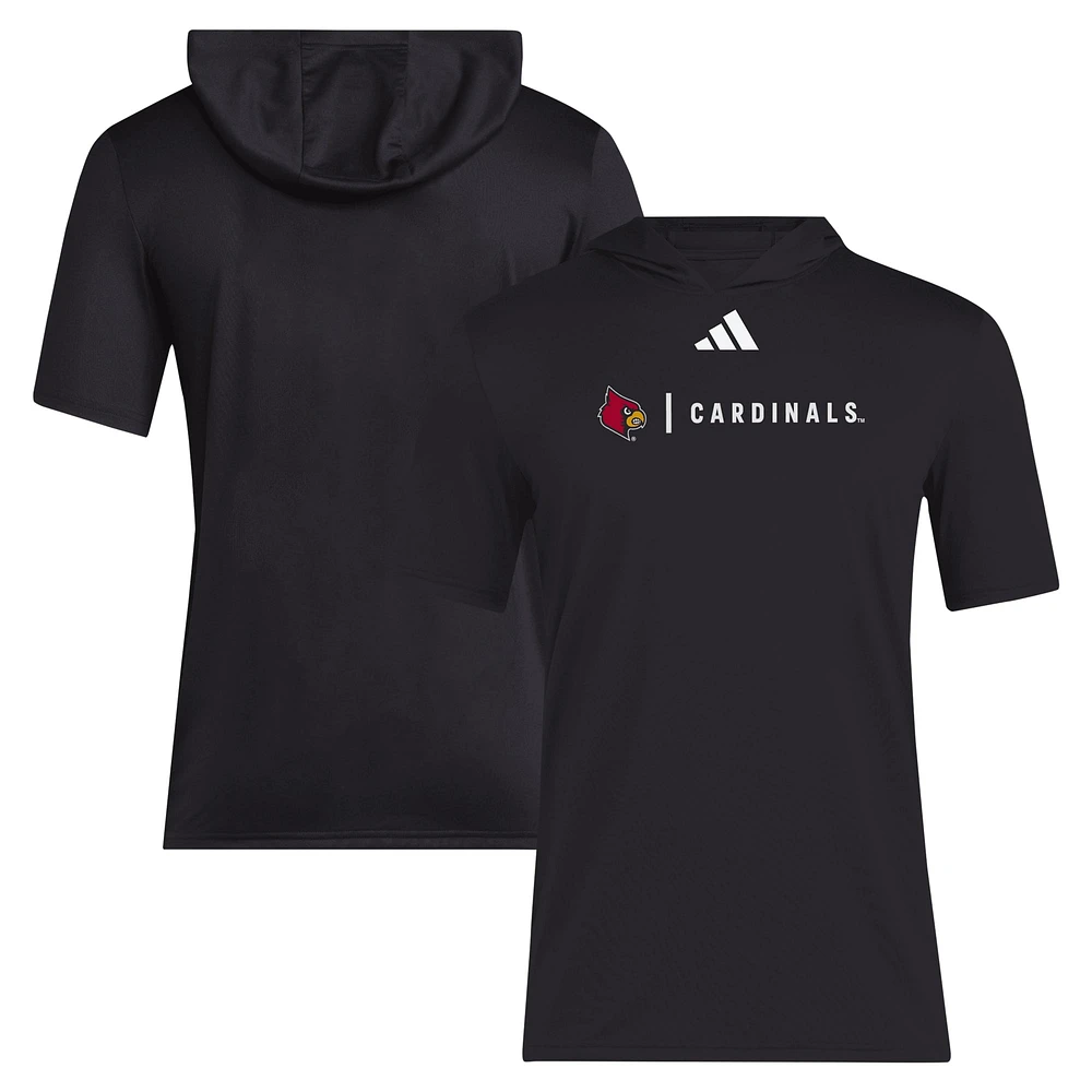 T-shirt à capuche adidas Louisville Cardinals 2024 Sideline Training pour homme, noir