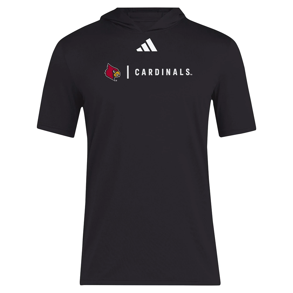 T-shirt à capuche adidas Louisville Cardinals 2024 Sideline Training pour homme, noir