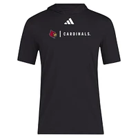 Men's adidas Black Louisville Cardinals 2024 Sideline Training Hooded T-Shirt