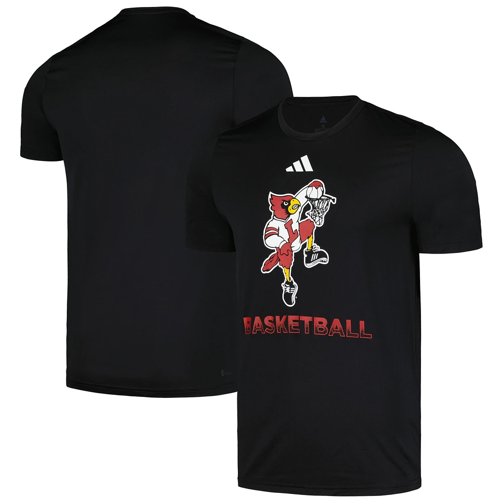 T-shirt adidas noir Louisville Cardinals Fadeaway Basketball Pregame AEROREADY pour homme