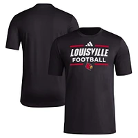 T-shirt d'avant-match de football adidas Louisville Cardinals Locker pour hommes, noir, AEROREADY