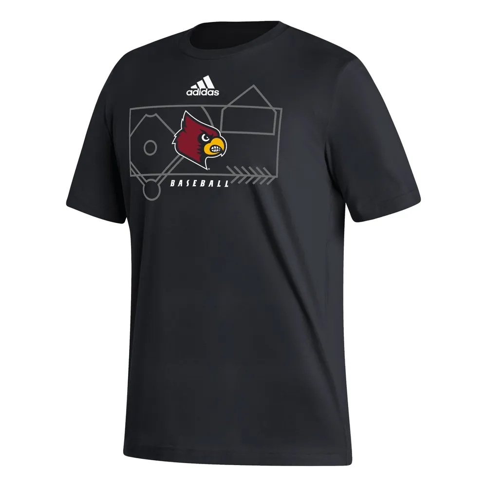 Men's adidas Black Louisville Cardinals Locker Lines Baseball Fresh T-Shirt