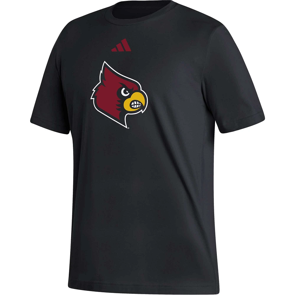 Men's adidas Black Louisville Cardinals Logo Fresh T-Shirt