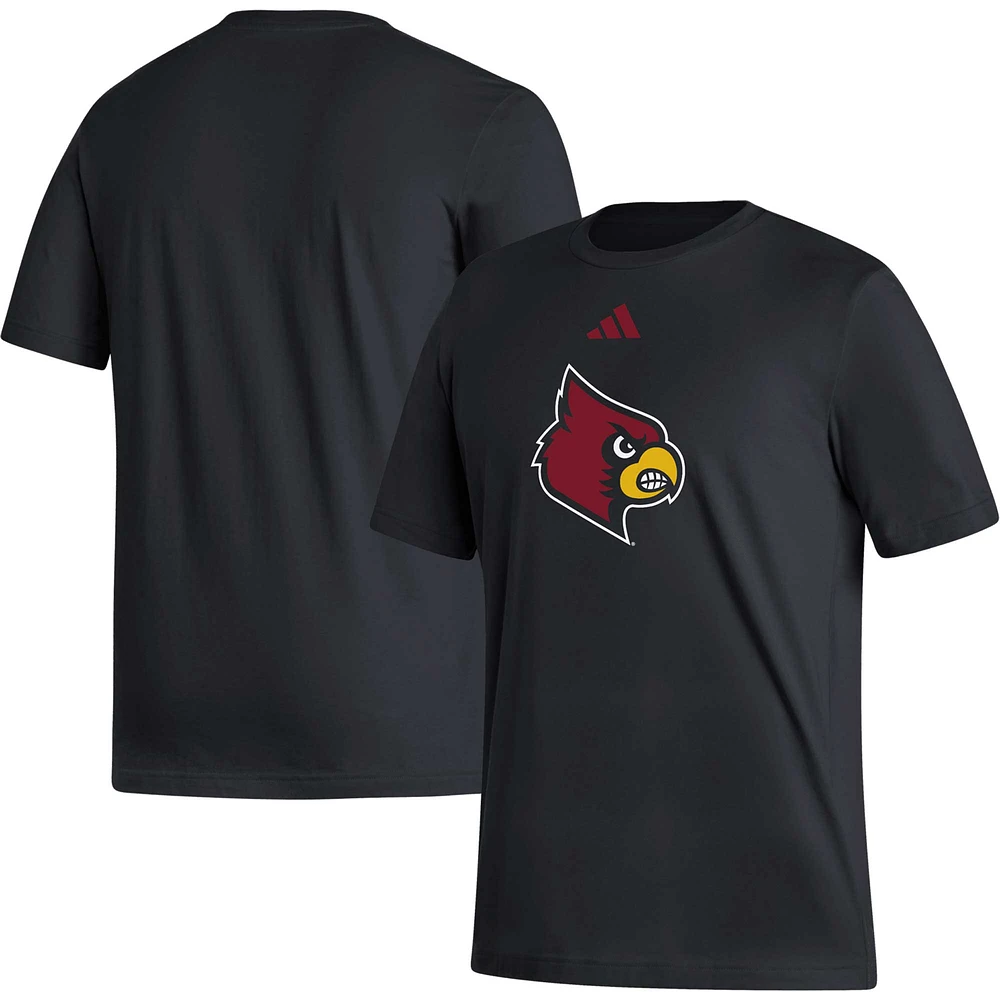 Men's adidas Black Louisville Cardinals Logo Fresh T-Shirt