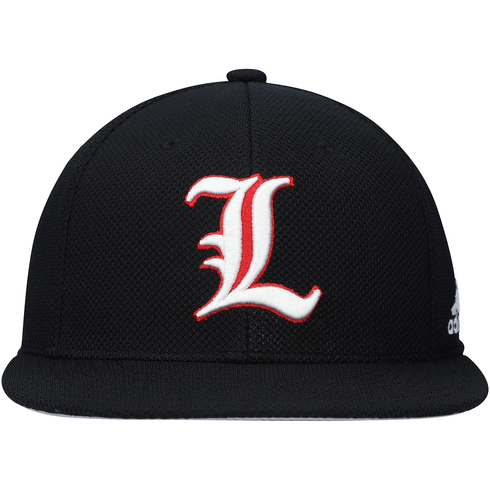 Men's adidas Black Louisville Cardinals On-Field Baseball Fitted Hat