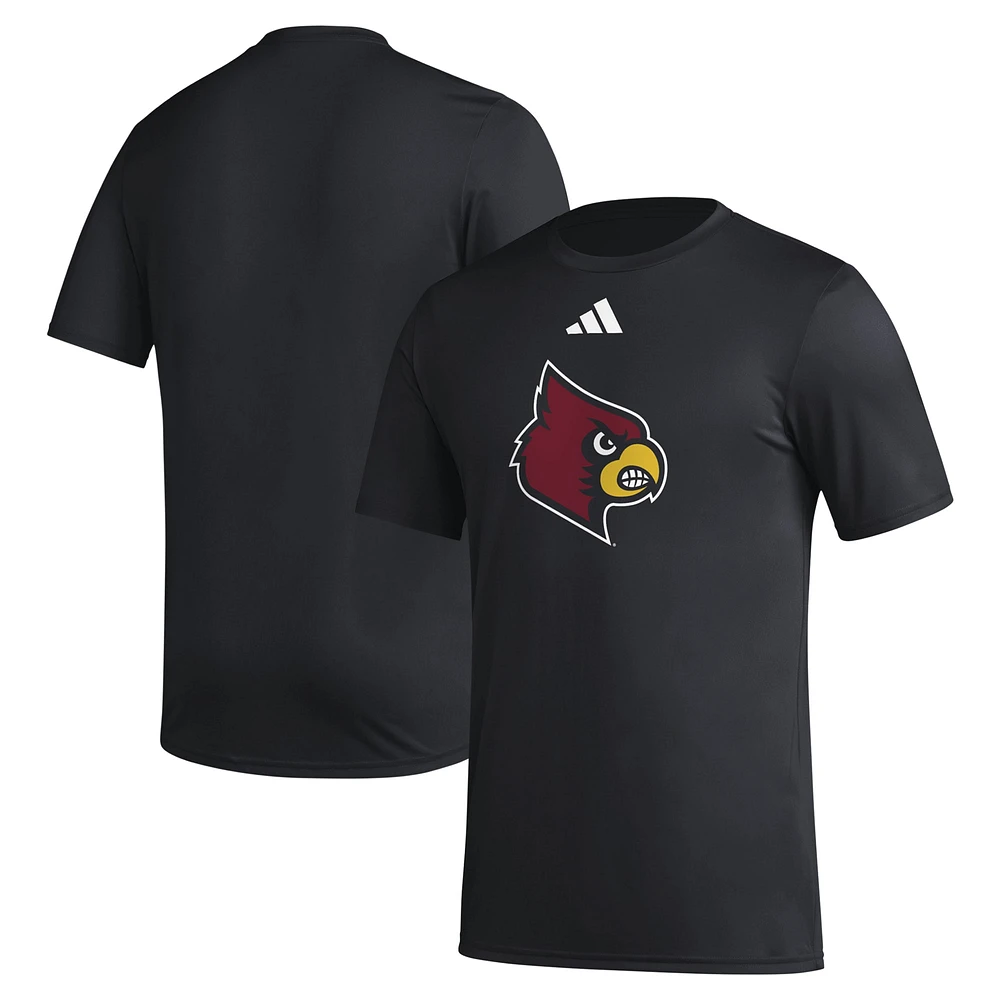 T-shirt d'avant-match AEROREADY avec logo de casier principal des Louisville Cardinals adidas noir pour hommes