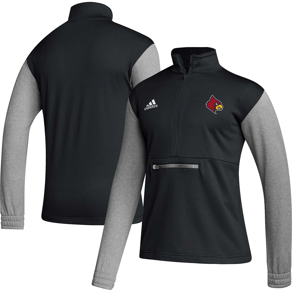 Men's adidas Black Louisville Cardinals Sideline AEROREADY Half-Zip Top