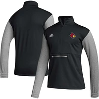 Men's adidas Black Louisville Cardinals Sideline AEROREADY Half-Zip Top