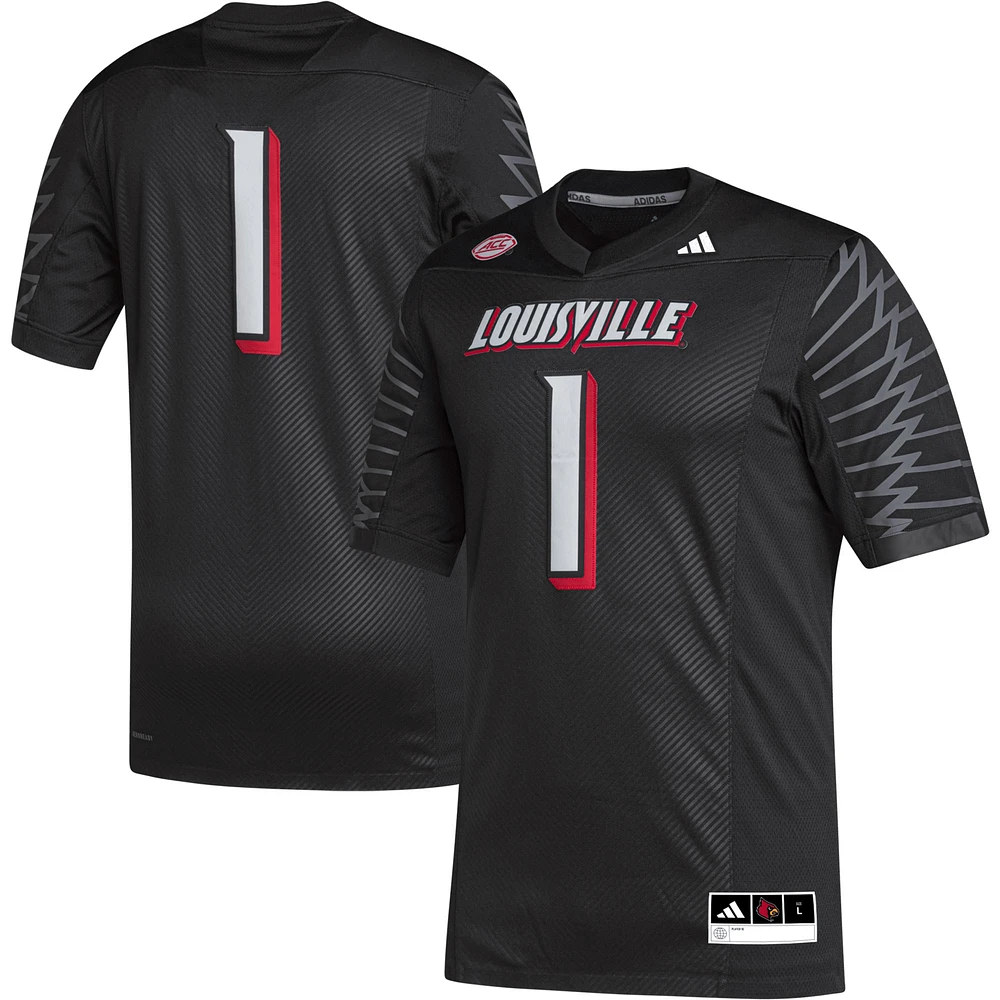 Men's adidas #1 Black Louisville Cardinals Premier Football Jersey