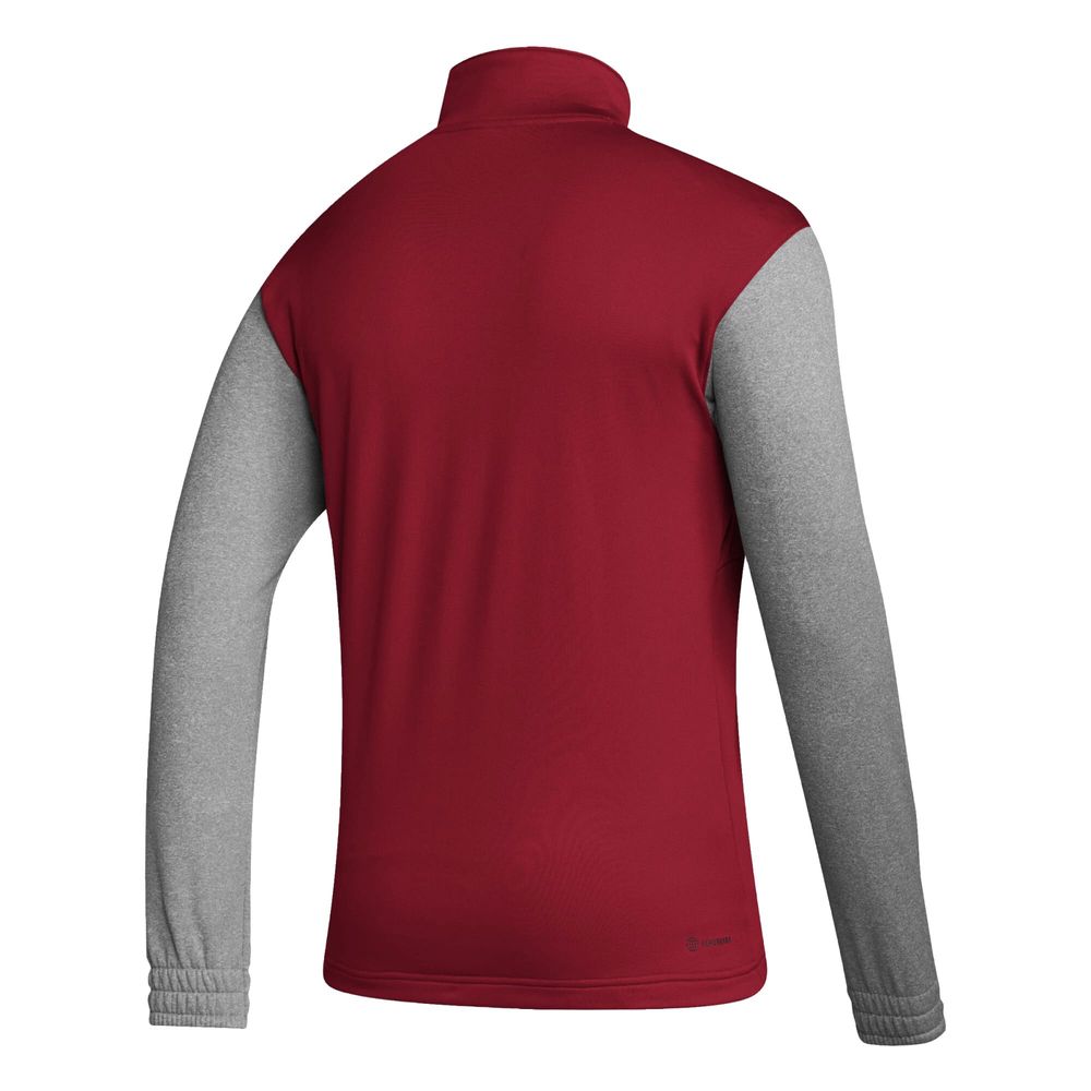 Men's adidas Red/Heathered Gray Louisville Cardinals Team AEROREADY Half-Zip Top