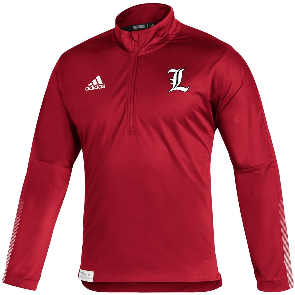 Men's adidas Red Louisville Cardinals 2021 Sideline Primeblue Quarter-Zip Jacket