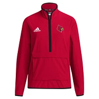 Men's adidas Red Louisville Cardinals 2024 Coaches Sideline Half-Zip Jacket