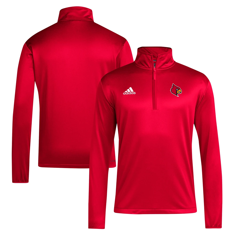 Haut adidas pour hommes des Louisville Cardinals Coaches Sideline Quarter-Zip rouge