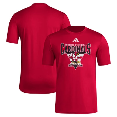 Men's adidas Louisville Cardinals 2024 Locker Trilateral Pre-Game T-Shirt