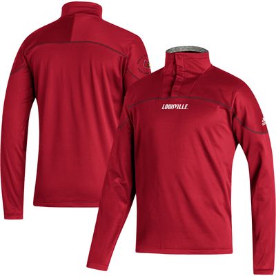 Men's adidas Red Louisville Cardinals AEROREADY Knit Quarter-Snap Jacket