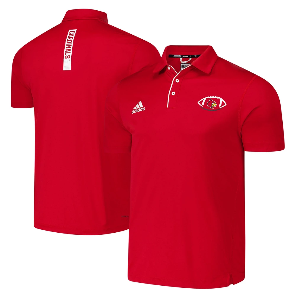 Polo d'entraîneur rouge des Louisville Cardinals adidas pour homme