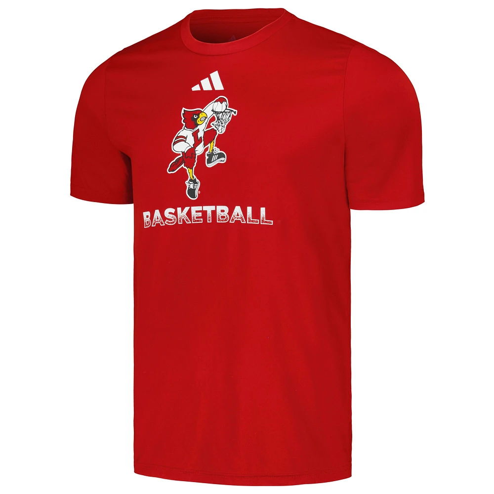 T-shirt d'avant-match de basket-ball adidas rouge Louisville Cardinals Fadeaway AEROREADY pour hommes