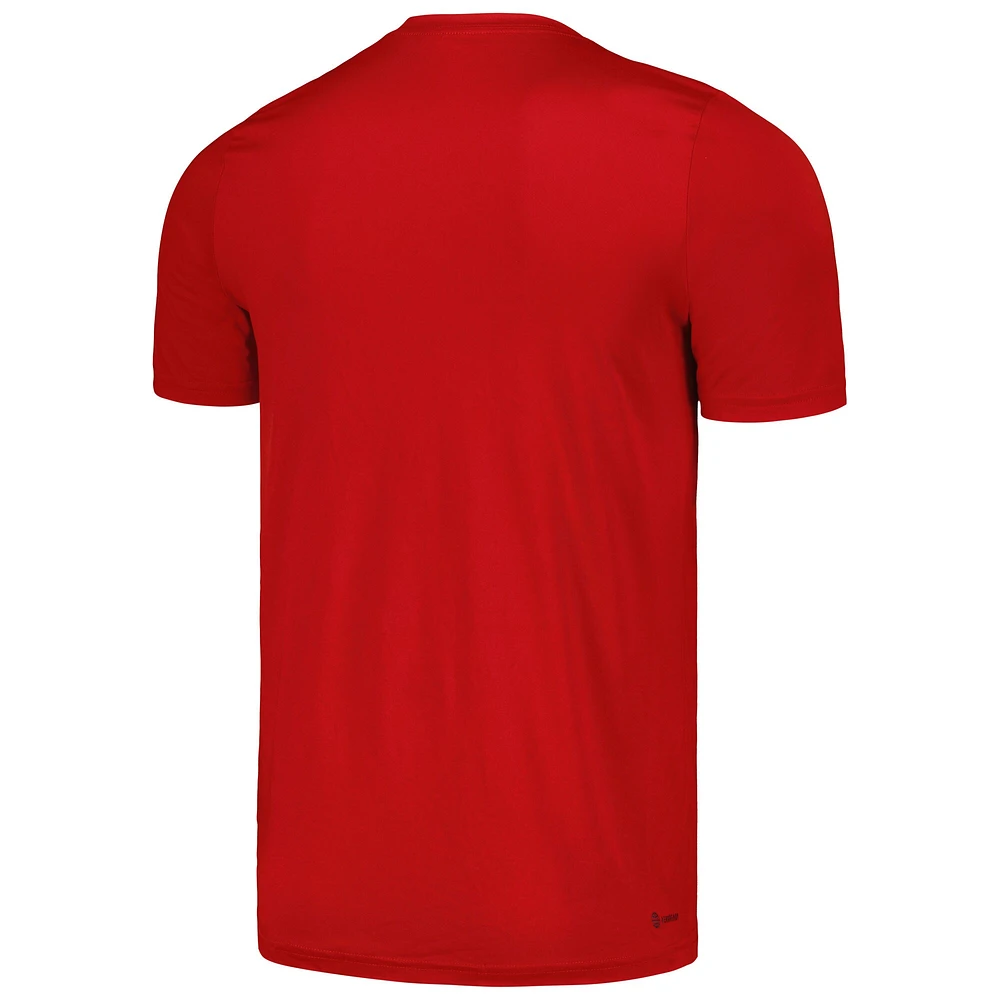 T-shirt d'avant-match de basket-ball adidas rouge Louisville Cardinals Fadeaway AEROREADY pour hommes