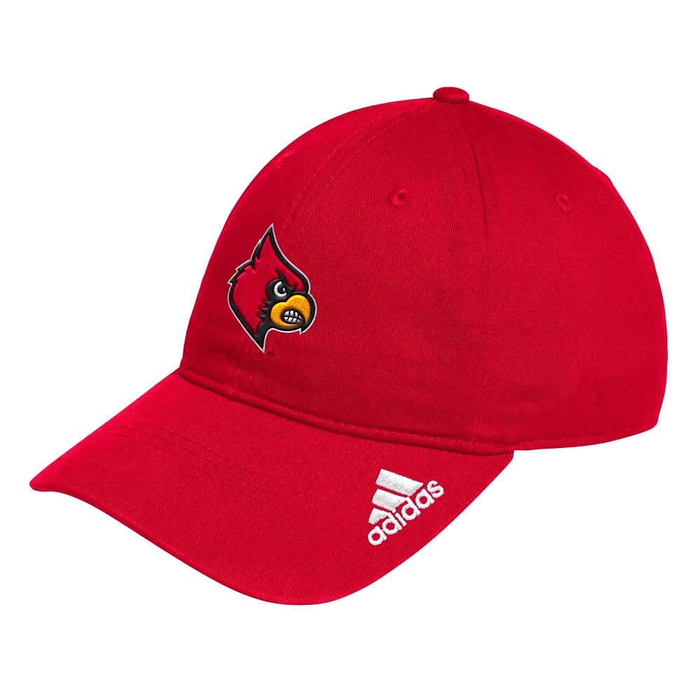 Casquette réglable et ample avec logo du vestiaire des Cardinals de Louisville adidas rouge pour hommes