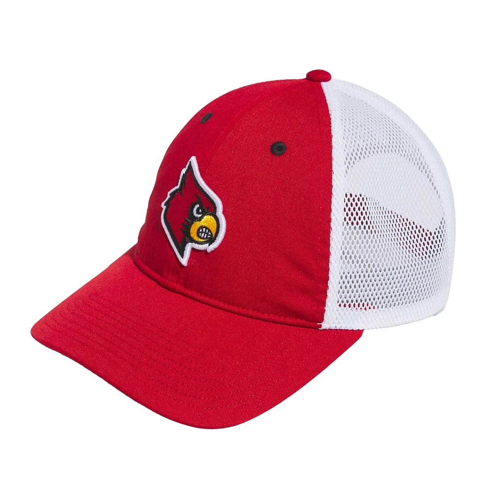 Men's adidas Red Louisville Cardinals Mascot Slouch Trucker Adjustable Hat