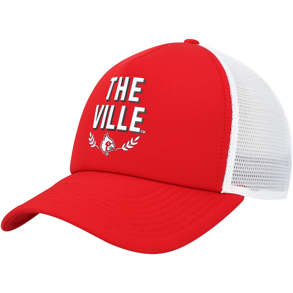 Casquette réglable rouge Louisville Cardinals Phrase Foam Front Trucker pour hommes