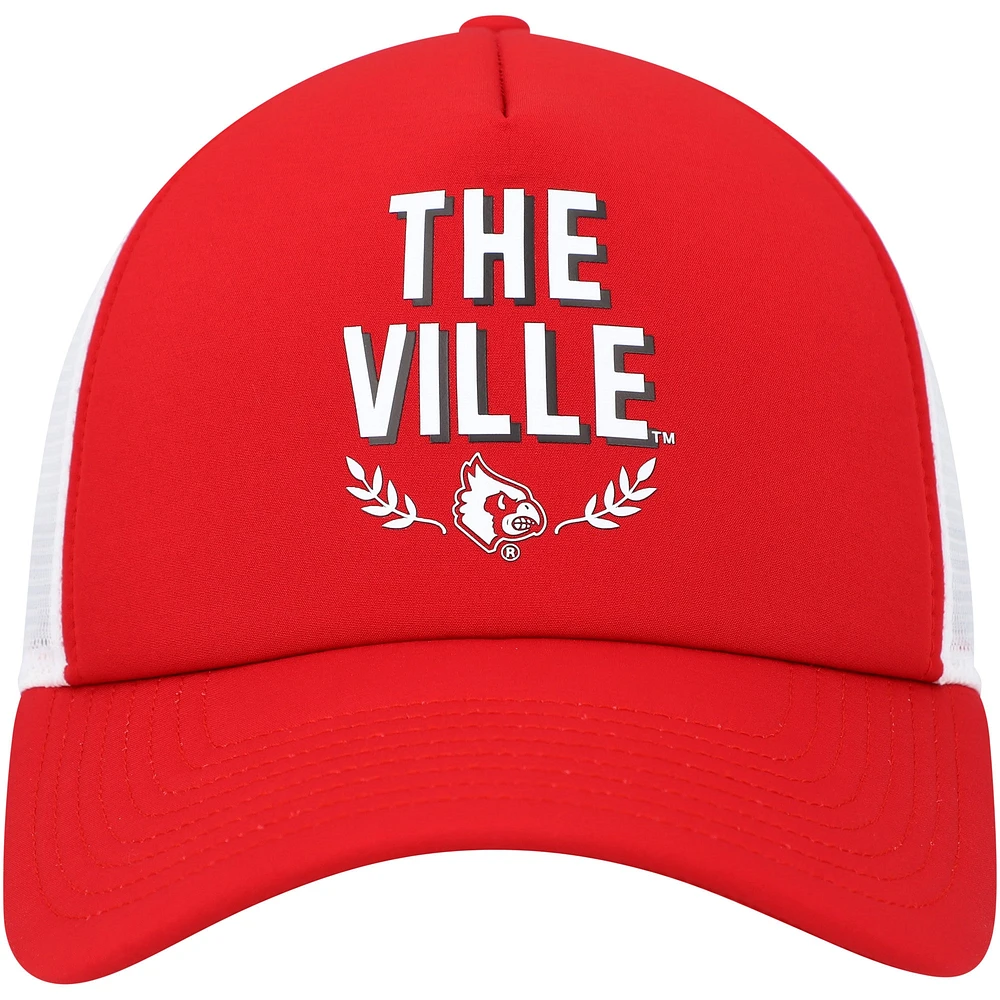 Casquette réglable rouge Louisville Cardinals Phrase Foam Front Trucker pour hommes