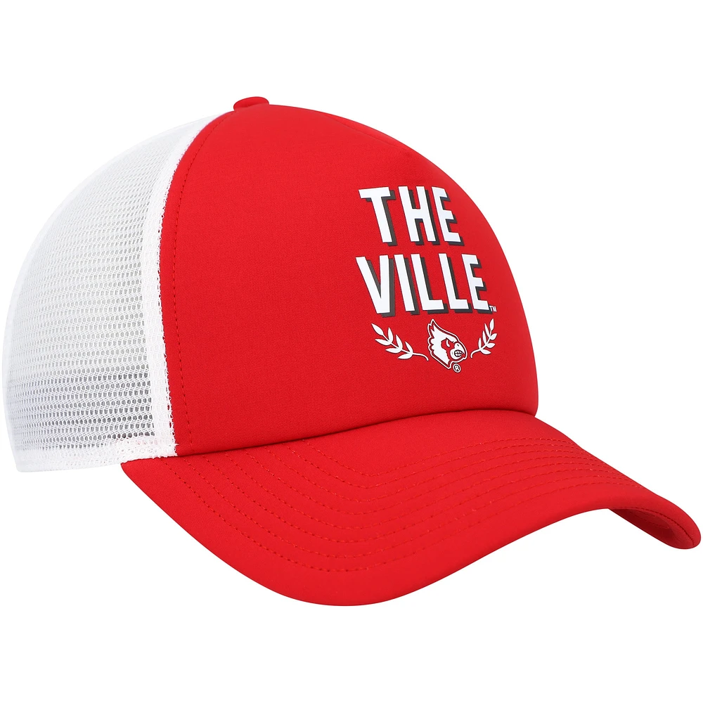 Men's adidas Red Louisville Cardinals Phrase Foam Front Trucker Adjustable Hat