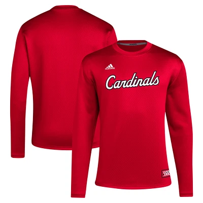 Men's adidas Red Louisville Cardinals Reverse Retro Baseball Script Pullover Sweatshirt