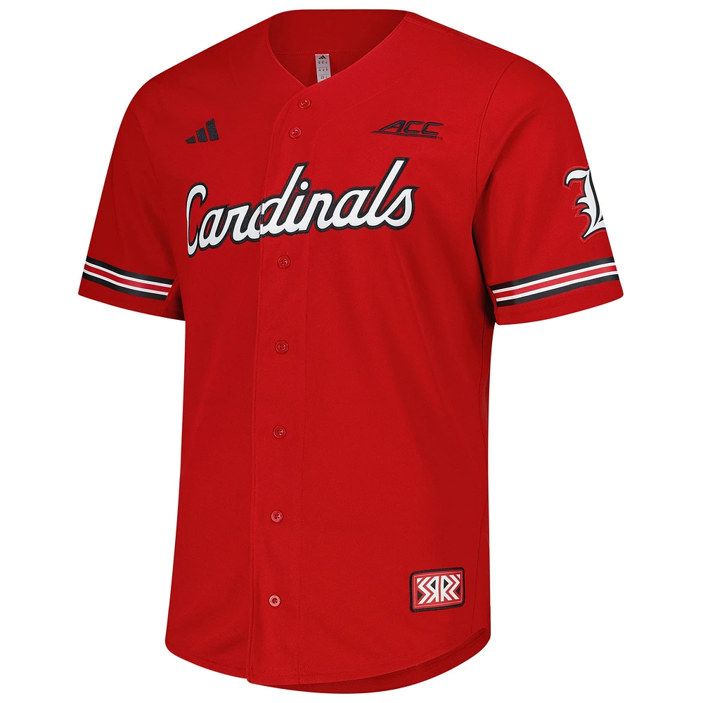 Men's adidas  Red Louisville Cardinals Reversible Retro Full-Button Baseball Jersey