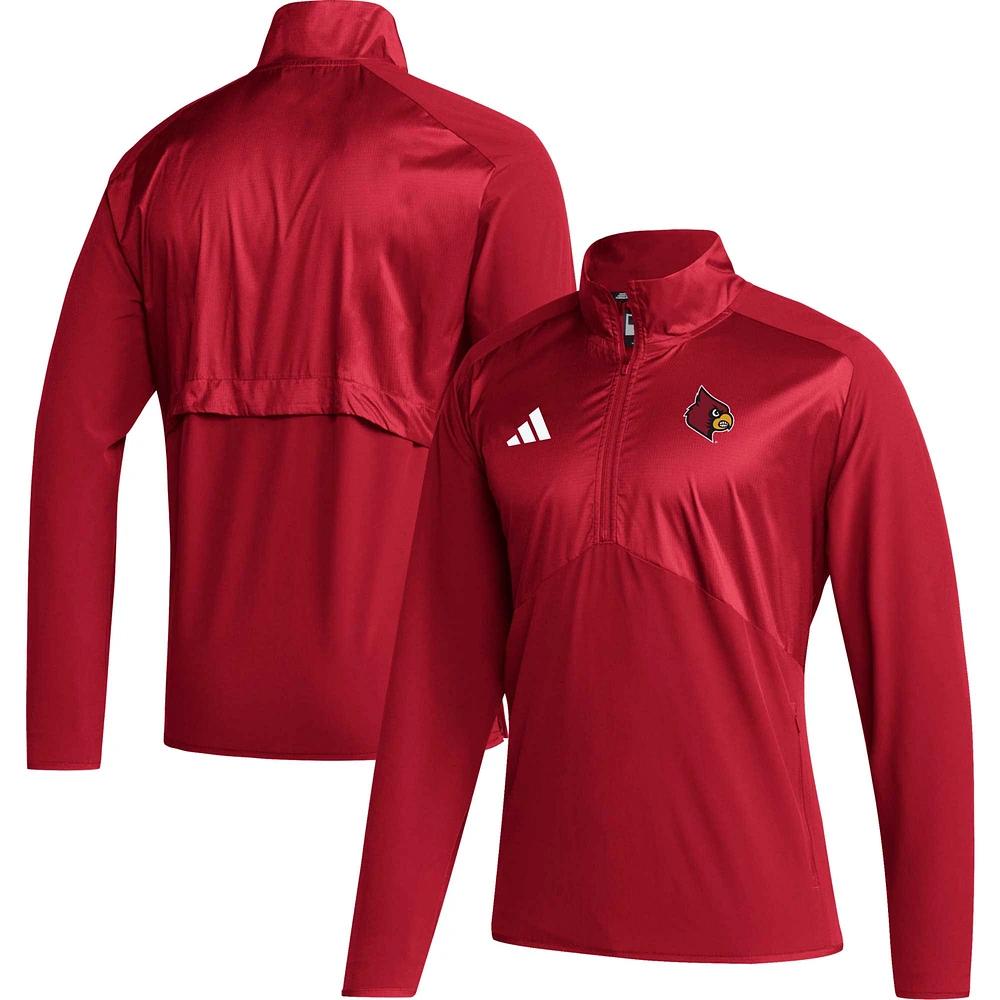 Veste pour homme Adidas Louisville Cardinals Sideline AEROREADY Raglan Sleeve Quarter-Zip Jacket