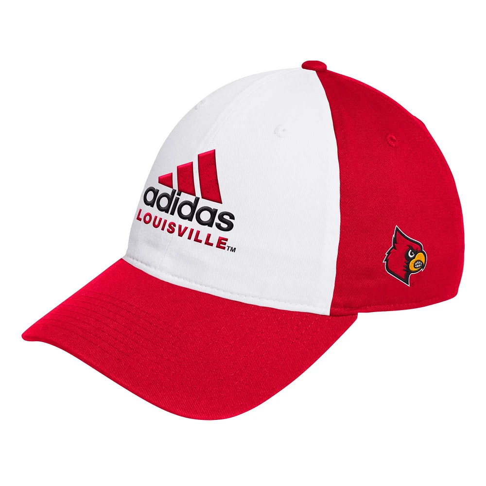 Men's adidas White/Red Louisville Cardinals Slouch Adjustable Hat