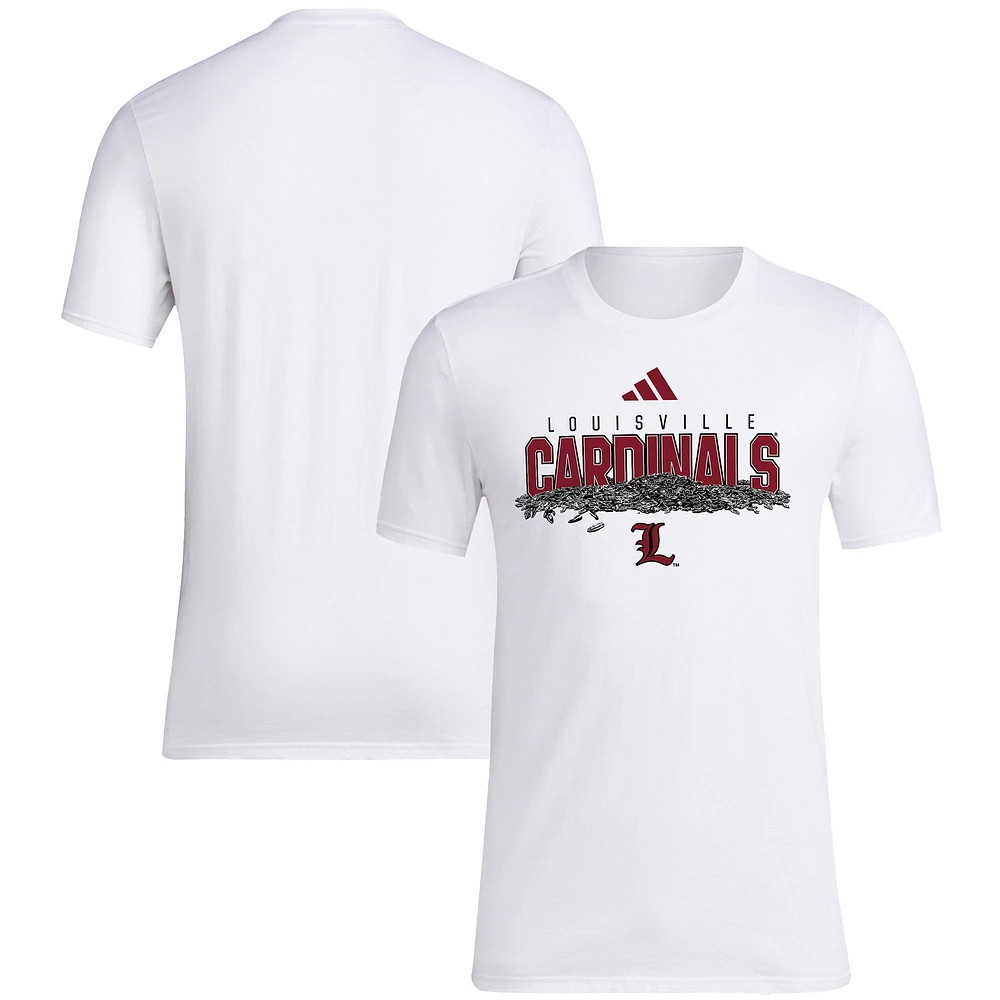 T-shirt adidas pour hommes, blanc, Louisville Cardinals, Baseball, graines de tournesol