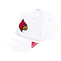 Casquette flexible avec logo du vestiaire des Cardinals de Louisville adidas pour hommes, blanche