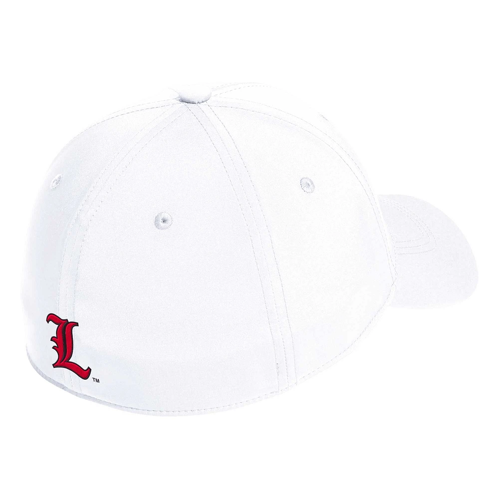 Men's adidas White Louisville Cardinals Locker Room Logo Flex Hat