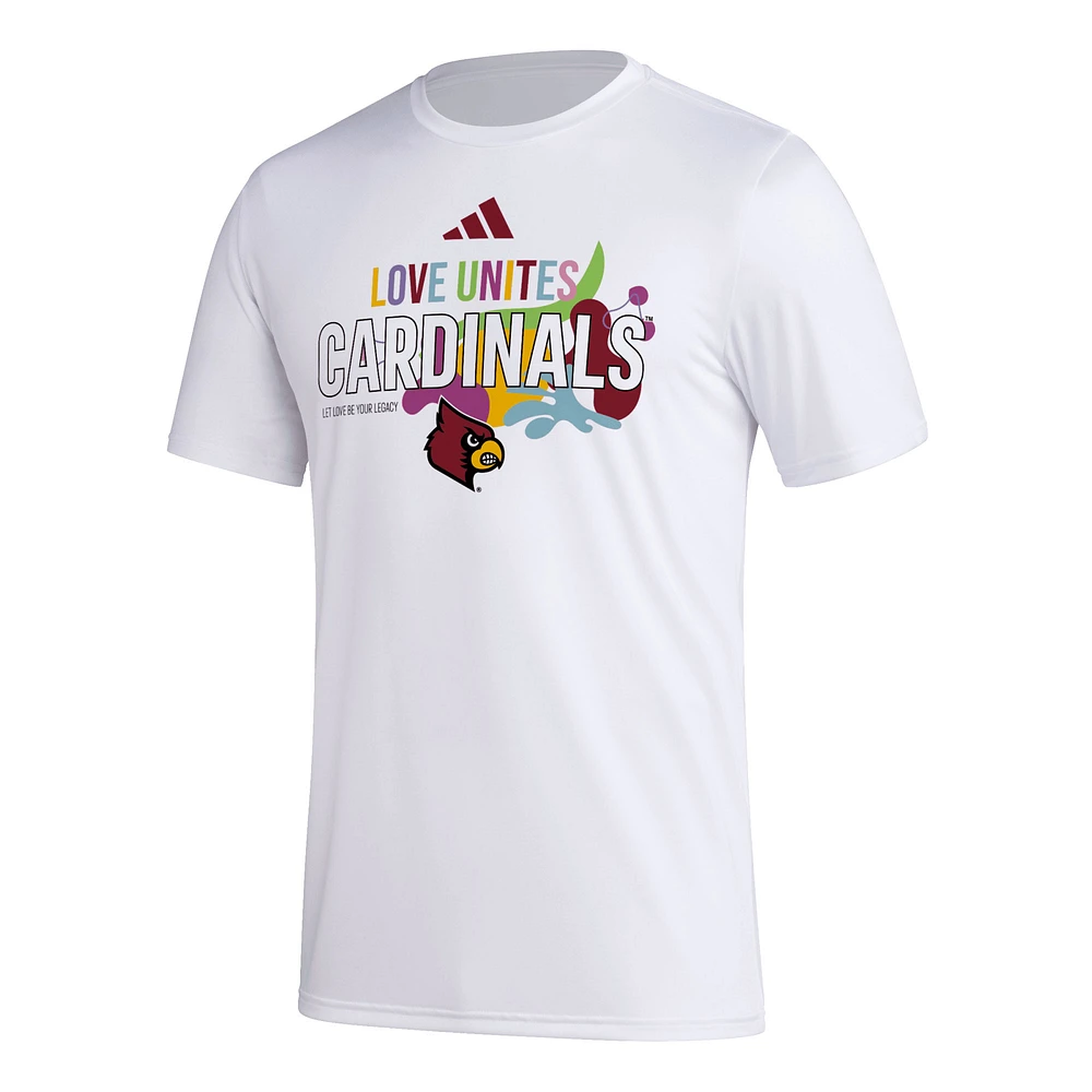 Men's adidas x Rich Mnisi Pride Collection White Louisville Cardinals Pregame AEROREADY T-Shirt