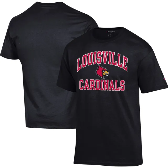 Men's Champion Heather Gray Louisville Cardinals Stack Logo Volleyball Powerblend Long Sleeve T-Shirt Size: Small