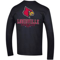 Men's Champion Black Louisville Cardinals Team Stack Long Sleeve T-Shirt