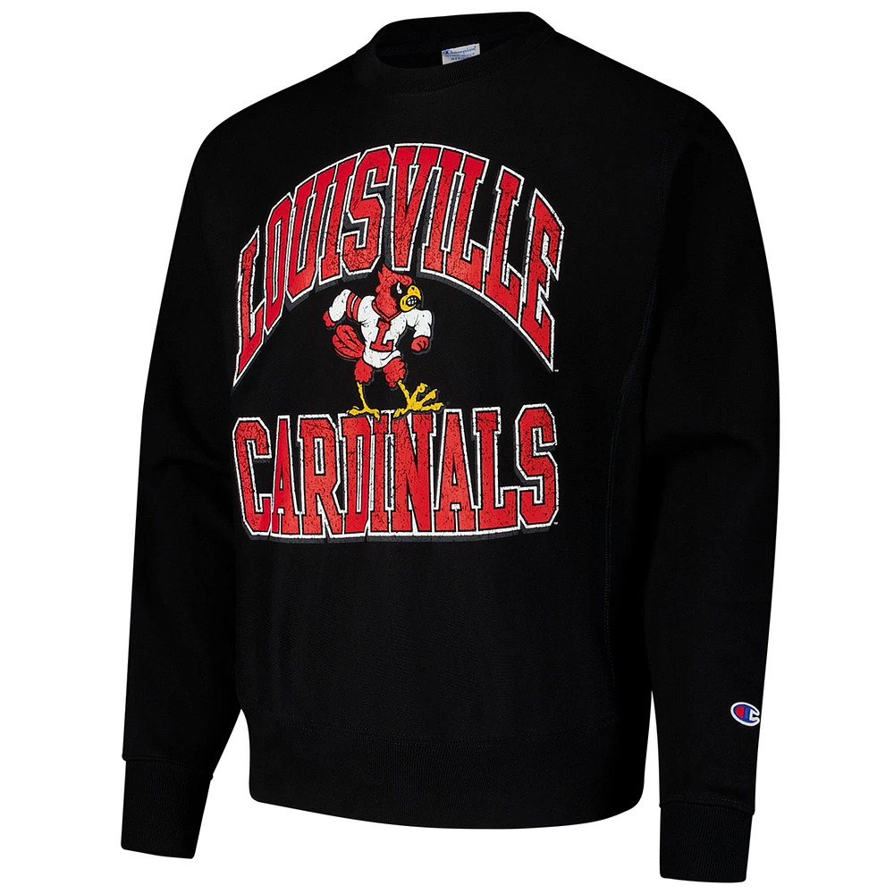 Sweat-shirt à enfiler Champion Black Louisville Cardinals Late Night Reverse Weave pour homme