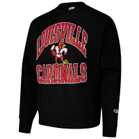 Men's Champion Black Louisville Cardinals Vault Late Night Reverse Weave Pullover Sweatshirt