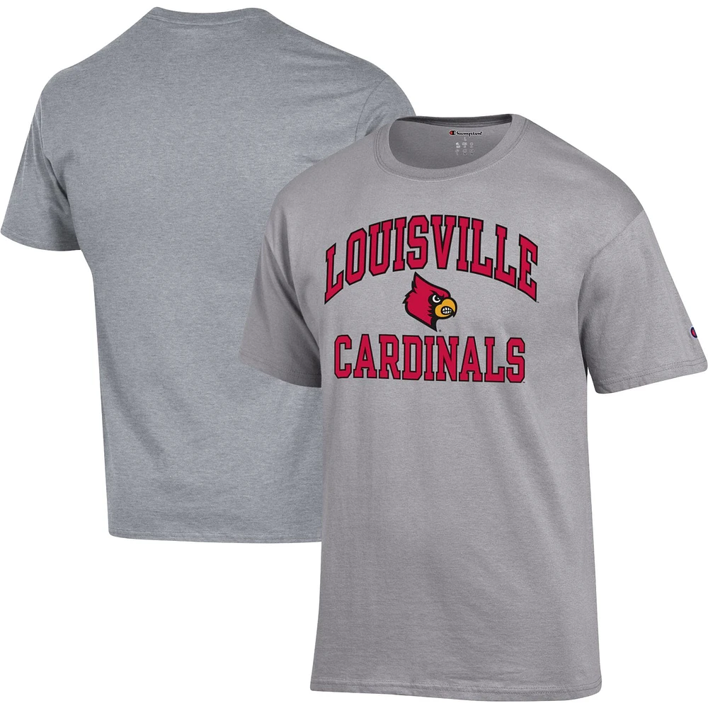 T-shirt pour homme Champion Heather Grey Louisville Cardinals High Motor