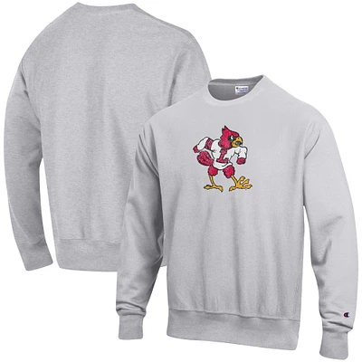 Chandail à tissage inversé pour homme avec logo Louisville Cardinals Vault gris chiné Champion