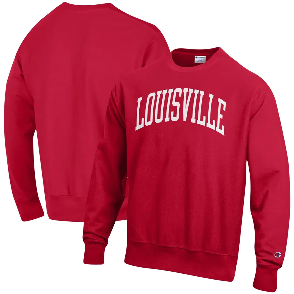 Sweat-shirt Champion Red Louisville Cardinals Arch Reverse Weave pour homme