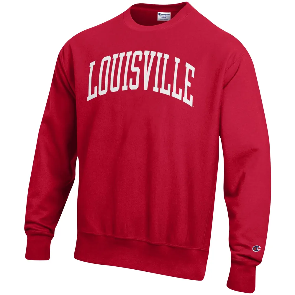 Sweat-shirt Champion Red Louisville Cardinals Arch Reverse Weave pour homme