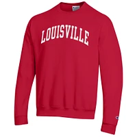 Men's Champion  Red Louisville Cardinals Basic Arch Fleece Pullover Sweatshirt