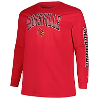 T-shirt à manches longues Champion rouge Louisville Cardinals Big & Tall 2-Hit pour hommes