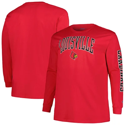 T-shirt à manches longues Champion rouge Louisville Cardinals Big & Tall 2-Hit pour hommes