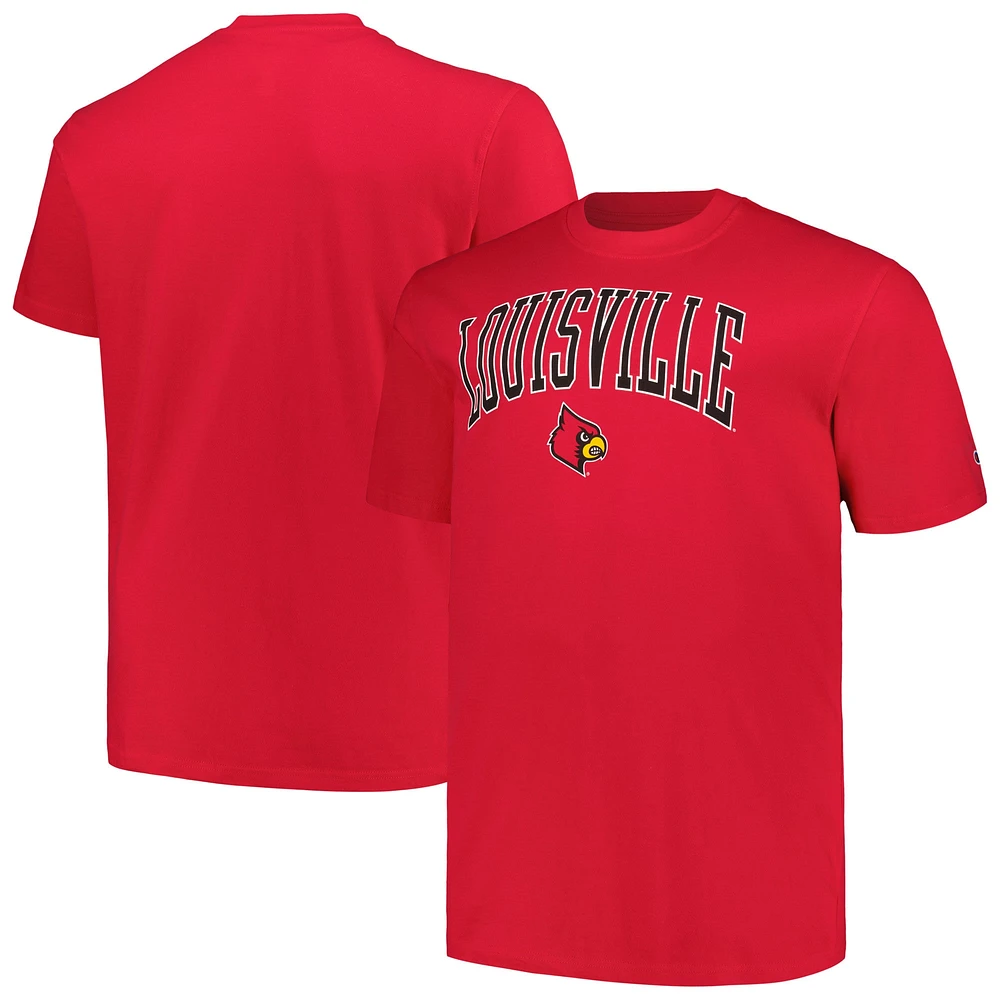 Men's Champion Red Louisville Cardinals Big & Tall Arch Over Logo T-Shirt