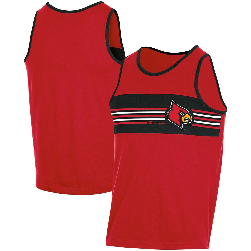 Men's Champion Red Louisville Cardinals Colorblock Tank Top