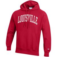 Men's Champion Red Louisville Cardinals Team Arch Reverse Weave Pullover Hoodie