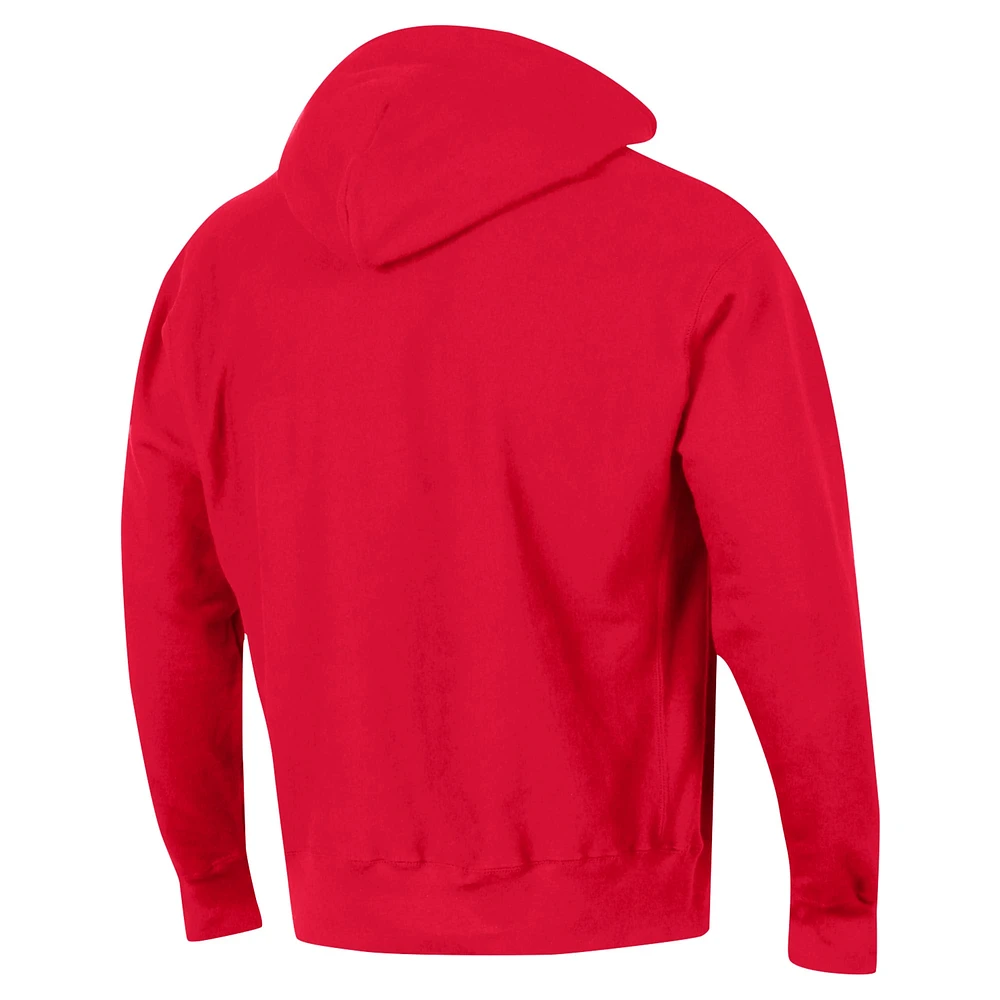 Men's Champion Red Louisville Cardinals Vault Late Night Reverse Weave Pullover Hoodie